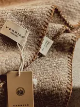 山羊の毛を使用したイタリアンスタイルのフリンジカシミヤスカーフ【男女兼用・テディベアデザイン】