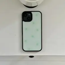 スマホケース スターモチーフ 黒フレーム ミントグリーン シンプル 全周囲保護 韓流 インスタ映え iPhone対応