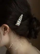 半截詩 高級レトロヘアクリップ【超キラキラ・前髪用・ダックビル型】