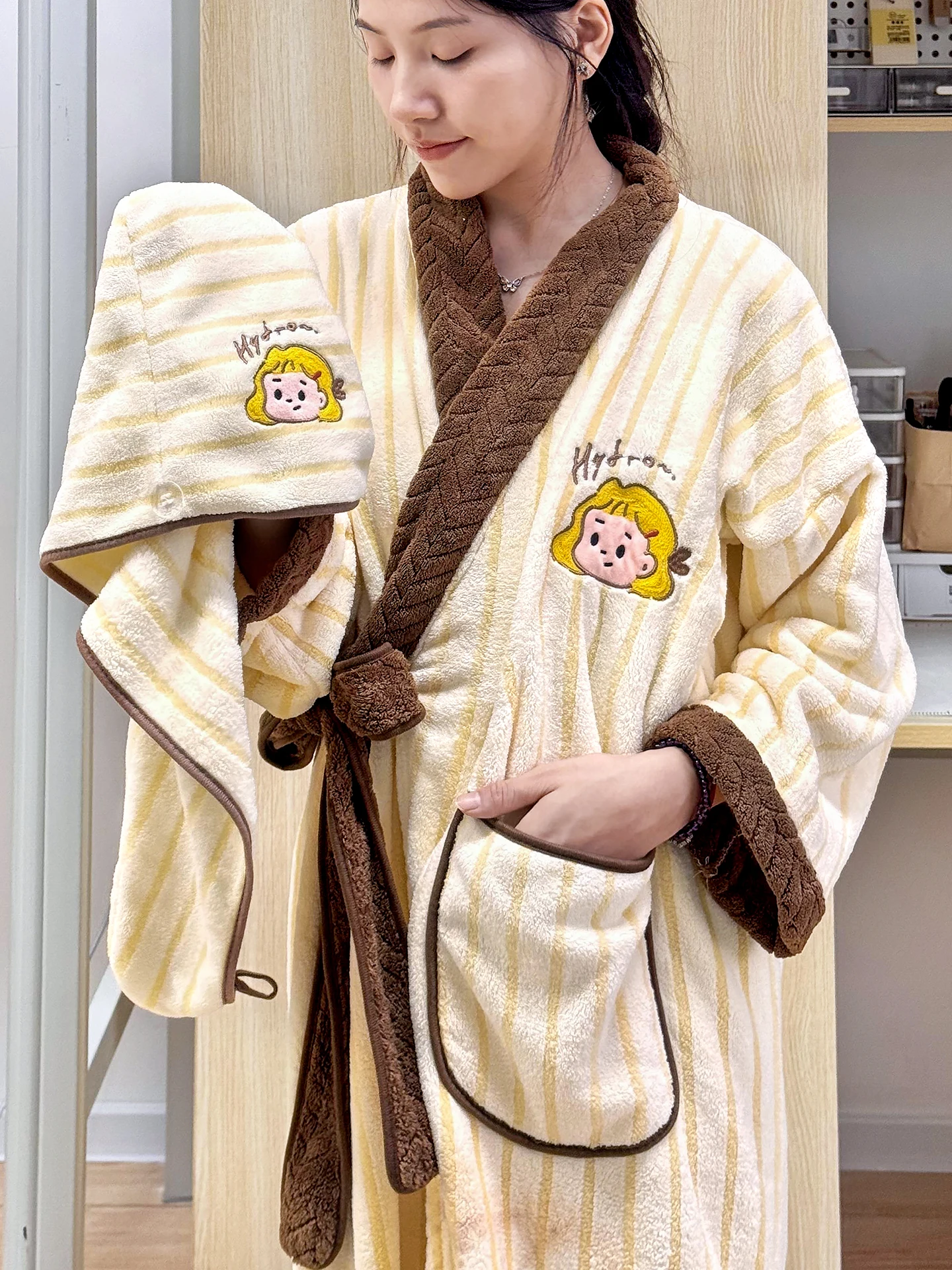 可愛いキャラクター干発帽子：超強吸水・速乾で髪の毛が抜けないセットアップ対応