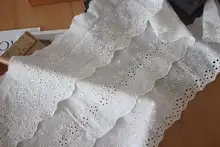 片側綿布エッジ刺繍レーストリムの服飾用長尺素材【DIY用スカートトリム・襟素材・縫い付け可】