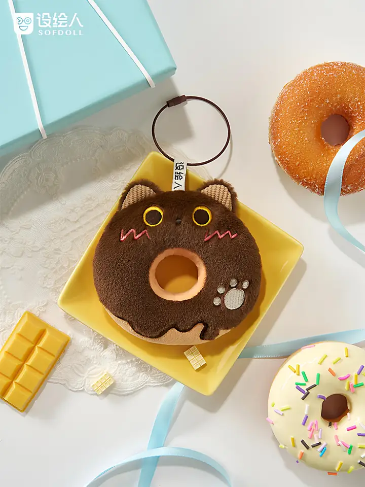 ドーナツ型の猫とアイスクリームのぬいぐるみ【可愛いオレオ付き・女の子の誕生日プレゼントに最適】