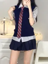 麻のVネックニットベスト【薄手・幅広サイズ・学院風・無地】
