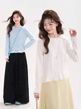 春用 花柄レース長袖Tシャツ【韓国風・ラウンドネック・女性用】