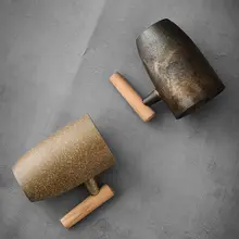 手作り 陶器 コーヒーカップ【和風・大容量・木製ハンドル・オフィス用】