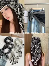 レトロなカシューナッツ柄の三角バンダナ【夏用・薄手・多機能】