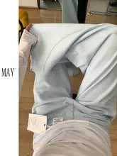 高身長向けブルーデニムパンツ【ハイウエスト・ワイドレッグ・春夏用】