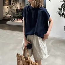 コットンリネン製 ショートスリーブシャツ【アカデミックスタイル・ゆったりサイズ・チェック柄】