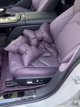車用腰サポートクッション【ミストパープル・猫爪風・リボン付き・背中用】
