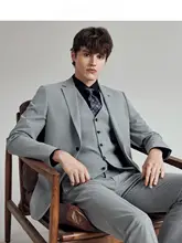 零染黒色新郎用スーツ【ビジネスカジュアル・スリムフィット・三点セット】（セットアップ対応）