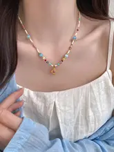 カラフルビーズネックレス【女性用・高級感・控えめデザイン・ロックトークルタイプ】