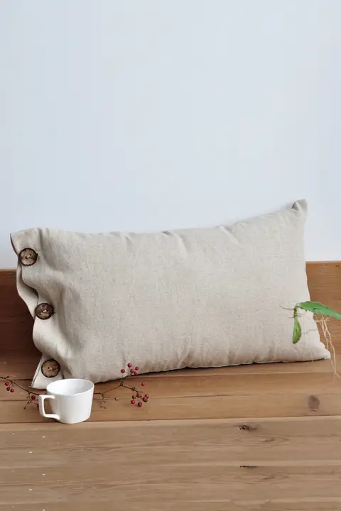 本原リネン製ソファ用クッションカバー【腰用・オフィス・車用・家庭用】