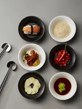 モダンデザインの黒白陶器調味料ディッシュ【家庭用・小さめサイズ】