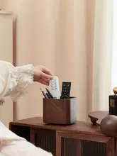 高級感あふれるウォールナット製リモコン収納ボックス【回転式・リビング用・テレビリモコン対応】