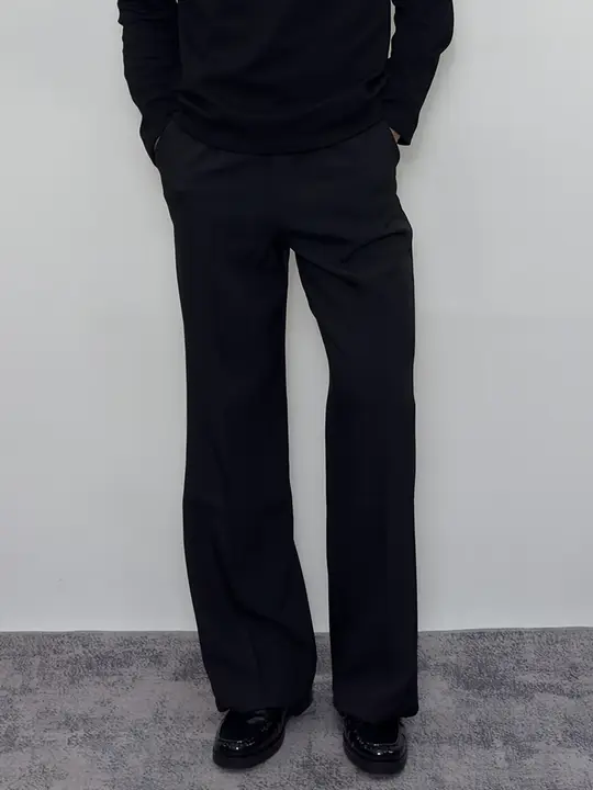 春夏向け薄手クール感のある抗皺ストレートカジュアルパンツ【男性用・単プリーツ・ゆったりフィット】