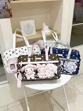 日常使用に便利な大容量ドット柄ショルダーバッグ【斜め掛け・子供用収納可】