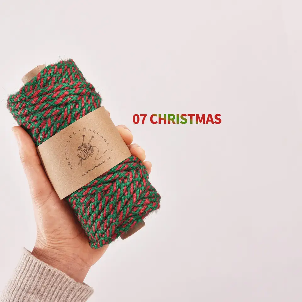 DIY用ツートンカラーの麻ひも【クリスマスツリーの装飾に最適】
