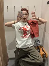 アメリカンレトロデザインの小悪魔プリント 半袖Tシャツ【夏用・ゆったりフィット】