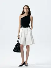 THORNSAURA 春�夏向け オーストリア製テンセル 無地スリーブレスねじりデザイン斜め肩トップス