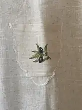 南仏風 ギリシャオリーブの枝刺繍リネンの間仕切りカーテン【透光性・プライバシー保護】