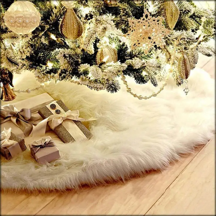 クリスマスツリー用スカート【純白・長毛フリース・装飾マット】
