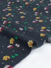 クリスマスデザインの深青色コットンDIY生地【手作り衣服やバッグに最適】（セットアップ対応）