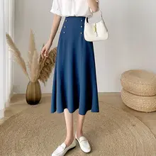 高腰フィッシュテールロングスカート【フリル付き・夏用・通勤向け・Aライン】