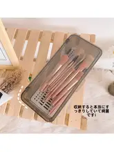 透明収納ボックス【蓋付き・メイクブラシ・口紅・化粧スポンジ用・和風デザイン】