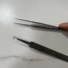 橘川 ステンレス製 精密ピンセット【DIY用・黒点除去・細尖頭・曲がり型】