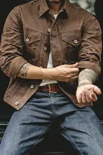 黄石キャンバスワックスジャケット 男性用 ヴィンテージスタイル スリムフィット 布素材