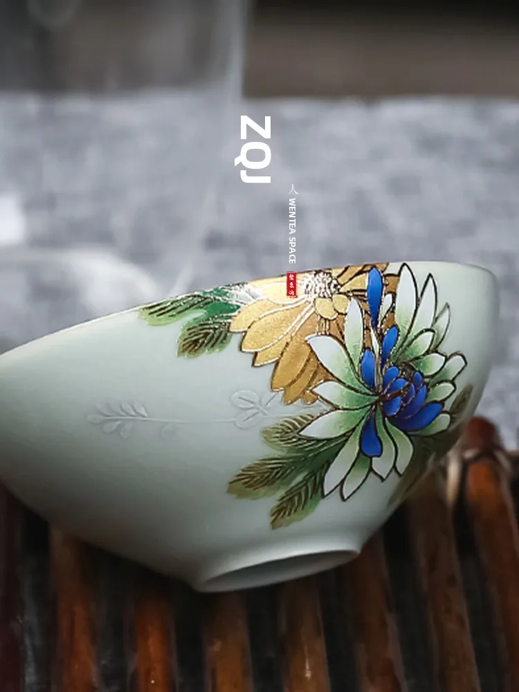 陶製喫茶用茶杯【功夫茶・個別使用】：汝窑天青色の伝統的中式茶碗とは