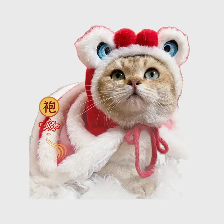 冬用保温ダンスライオン服【子猫用・かわいい・フリース素材・新年のお祝い】
