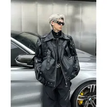 デザイン性の高いPUレザージャケット【秋用・カジュアル・バイクスタイル】