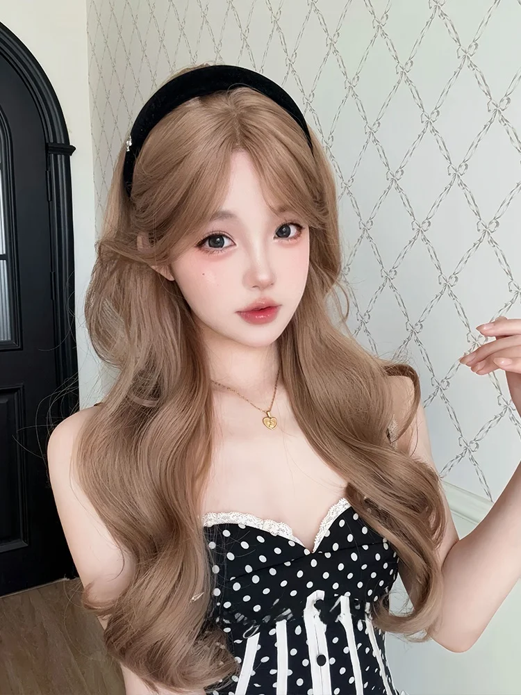 長髪レース前髪付きカールウィッグ：ロングヘアアレンジの簡単で安定したスタイル実現