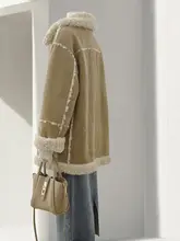 カキ色のムートンコート【レトロな高級感・厚手・保温性・羊毛】