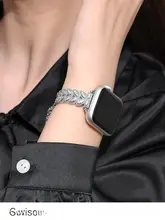Apple Watch バンド レディース メタルチェーン ラインストーン バングル型 シンプル 上品 夏 「iserisewatch」
