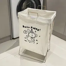 高級感ある折りたたみ式衣類収納バスケット【ふた付き・洗濯物用】