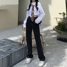 ハイウエストストレートデニムパンツ【細身・スリムフィット・春秋用】