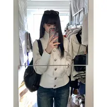 POLOカラー ボタン付き女性用春先ジャケット【洗練されたデザイン・トレンド】