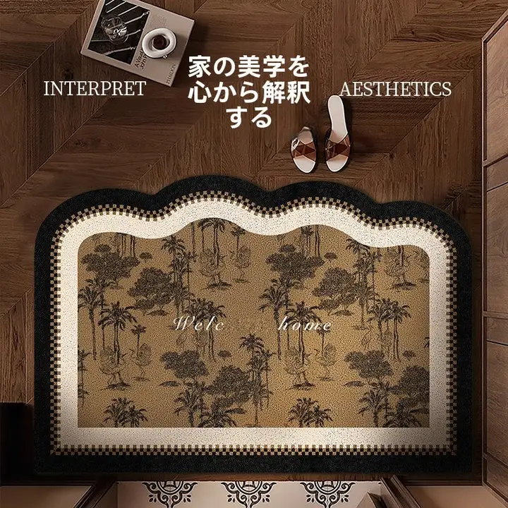 中世スタイルの玄関ドア フロアマット 家庭用滑り止めと耐摩耗性