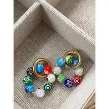 And Acc ボヘミアン風 カラフルビーズ 円形イヤリング【デザイン性のあるカラフルアクセサリー】