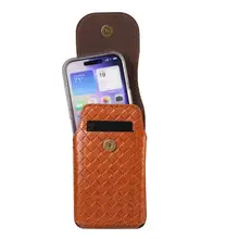 スマートフォン対応 メンズ ウエストポーチ【ミニサイズ・薄型・縦型・レザー製】