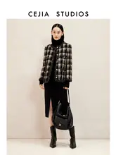 黒金ツイード風 クラシックラウ  ンドネックショートコート【春用・女性用】