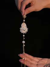 新中式旗袍用胸飾り【米珠・パール・フリンジ付き・デザインアクセサリー】