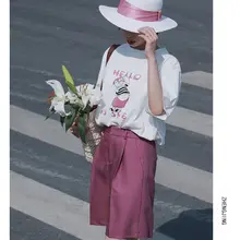 高腰 ワイドレッグ ショートパンツ【女性用・プラム色・カジュアル・5分丈】