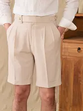 鹿三 メンズ 夏用スリムフィットショートパンツ【英倫風・軽量ポリエステル】