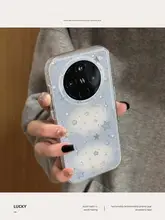 OPPO Find X8用 スマホケース【全包・シリコン製・落下防止・ブルーとホワイトの星柄】