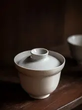 手作り陶器の蓋付茶碗【景徳鎮製・禅風・功夫茶具・家庭用】