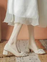 粗いヒールのレディースシューズ【国風・チーパオやマミンスカートに合う・結婚式用・新婦・伴娘用】