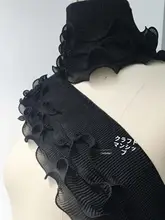 フリルデザインの立体花柄ドレス【波浪・褶皱・4層】